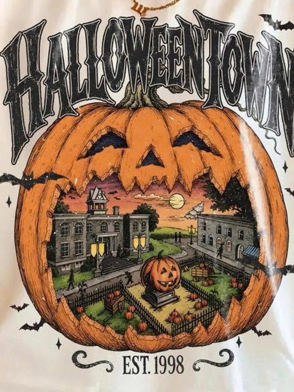 Ivory HalloweenTown Pumpkin Graphic Long Sleeve Tee - Picture 2 of 3